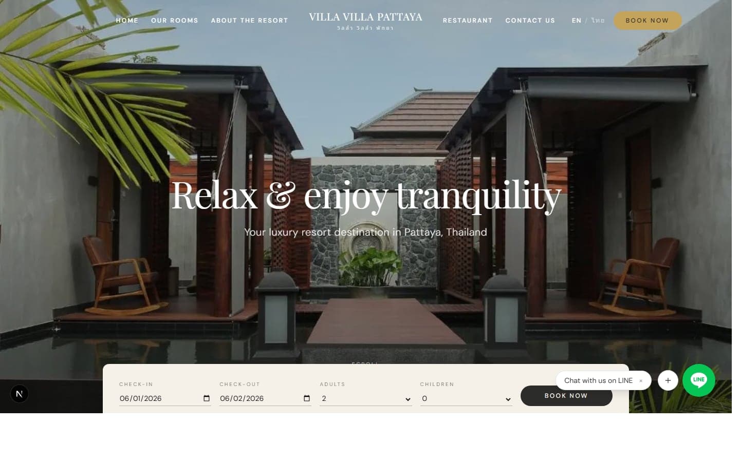 Villa Villa Pattaya website built with Sirina
